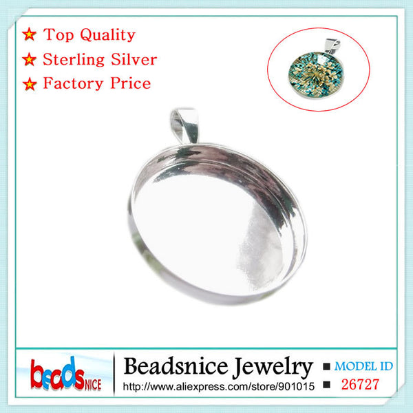 Beadsnice ID26727 real 925 silver pendant setting 1 inch round diy sterling silver jewelry wholesale for gift in factory price